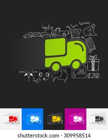 hand drawn simple elements with delivery paper sticker shadow