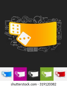 hand drawn simple elements with dice paper sticker shadow