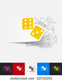 hand drawn simple elements with dice paper sticker shadow