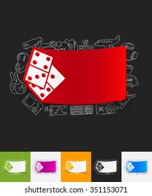 hand drawn simple elements with domino paper sticker shadow