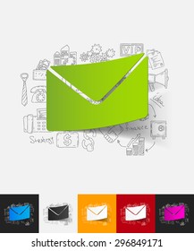 hand drawn simple elements with envelope paper sticker shadow