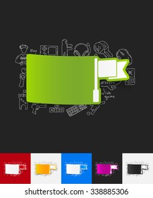 hand drawn simple elements with flag paper sticker shadow