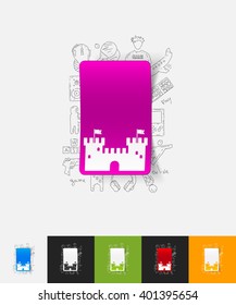 hand drawn simple elements with fortress paper sticker shadow