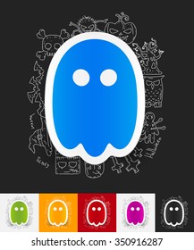hand drawn simple elements with ghost paper sticker shadow