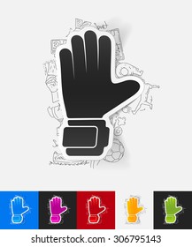 hand drawn simple elements with gloves paper sticker shadow