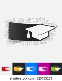 hand drawn simple elements with Graduation paper sticker shadow