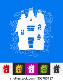hand drawn simple elements with house paper sticker shadow