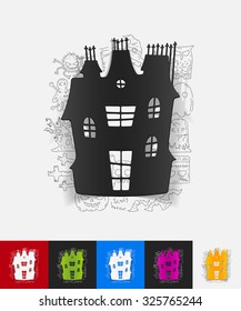 hand drawn simple elements with house paper sticker shadow
