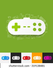 hand drawn simple elements with joystick paper sticker shadow
