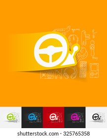 hand drawn simple elements with joystick paper sticker shadow