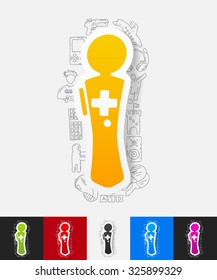 hand drawn simple elements with joystick paper sticker shadow