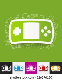 hand drawn simple elements with joystick paper sticker shadow