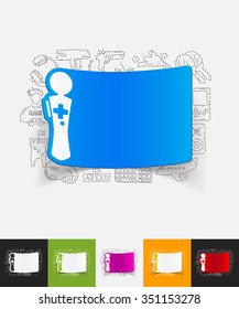 hand drawn simple elements with joystick paper sticker shadow