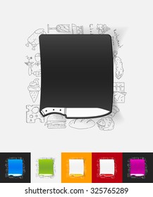 hand drawn simple elements with knife paper sticker shadow