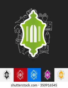 hand drawn simple elements with lantern paper sticker shadow