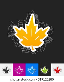 hand drawn simple elements with leaf paper sticker shadow