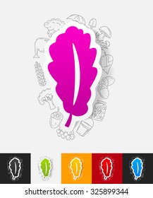 hand drawn simple elements with leaf paper sticker shadow