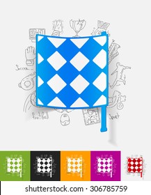 hand drawn simple elements with linesman flag paper sticker shadow