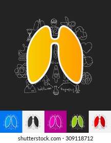 hand drawn simple elements with lung paper sticker shadow