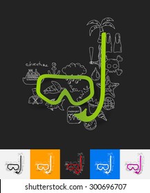 hand drawn simple elements with mask paper sticker shadow