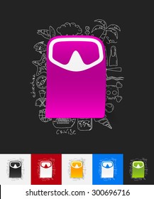 hand drawn simple elements with mask paper sticker shadow