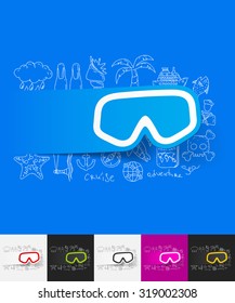 hand drawn simple elements with mask paper sticker shadow