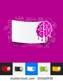 hand drawn simple elements with melting paper sticker shadow