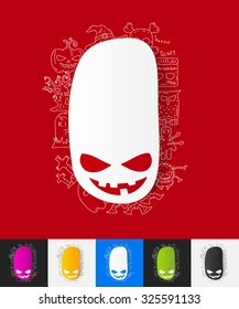 hand drawn simple elements with monster paper sticker shadow