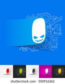 hand drawn simple elements with monster paper sticker shadow