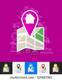 hand drawn simple elements with navigator paper sticker shadow