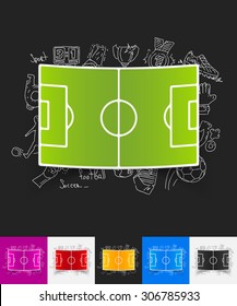 hand drawn simple elements with playing field paper sticker shadow