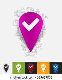 hand drawn simple elements with pointer paper sticker shadow