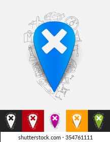 hand drawn simple elements with pointer paper sticker shadow