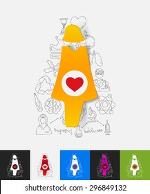hand drawn simple elements with pregnant paper sticker shadow