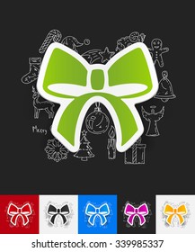 hand drawn simple elements with ribbon paper sticker shadow