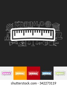 hand drawn simple elements with ruler paper sticker shadow