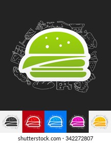 hand drawn simple elements with sandwich paper sticker shadow