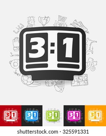 hand drawn simple elements with score board paper sticker shadow