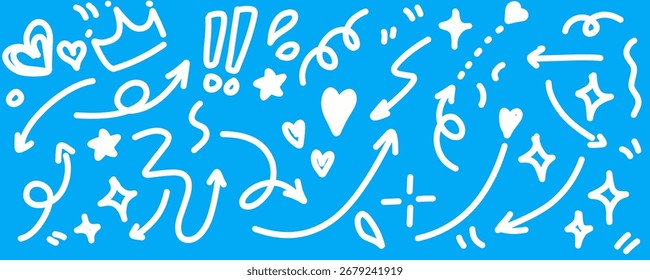 Hand drawn simple elements set. Doodle vector illustration