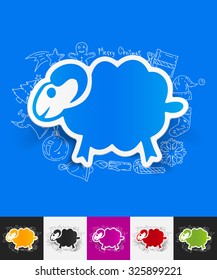 hand drawn simple elements with sheep paper sticker shadow