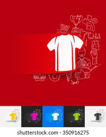hand drawn simple elements with shirt paper sticker shadow