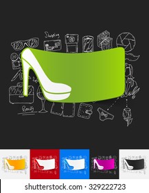 hand drawn simple elements with shoe paper sticker shadow