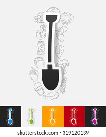 hand drawn simple elements with shovel paper sticker shadow