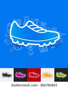 hand drawn simple elements with sneakers paper sticker shadow