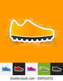 hand drawn simple elements with sneakers paper sticker shadow