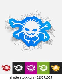 hand drawn simple elements with spider paper sticker shadow