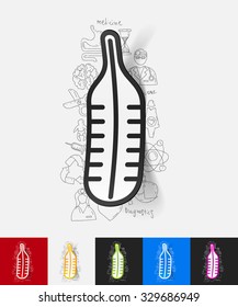 hand drawn simple elements with thermometer paper sticker shadow