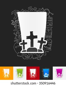 hand drawn simple elements with tombstone paper sticker shadow