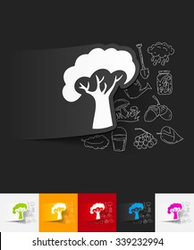 hand drawn simple elements with tree paper sticker shadow