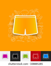 hand drawn simple elements with trunks paper sticker shadow